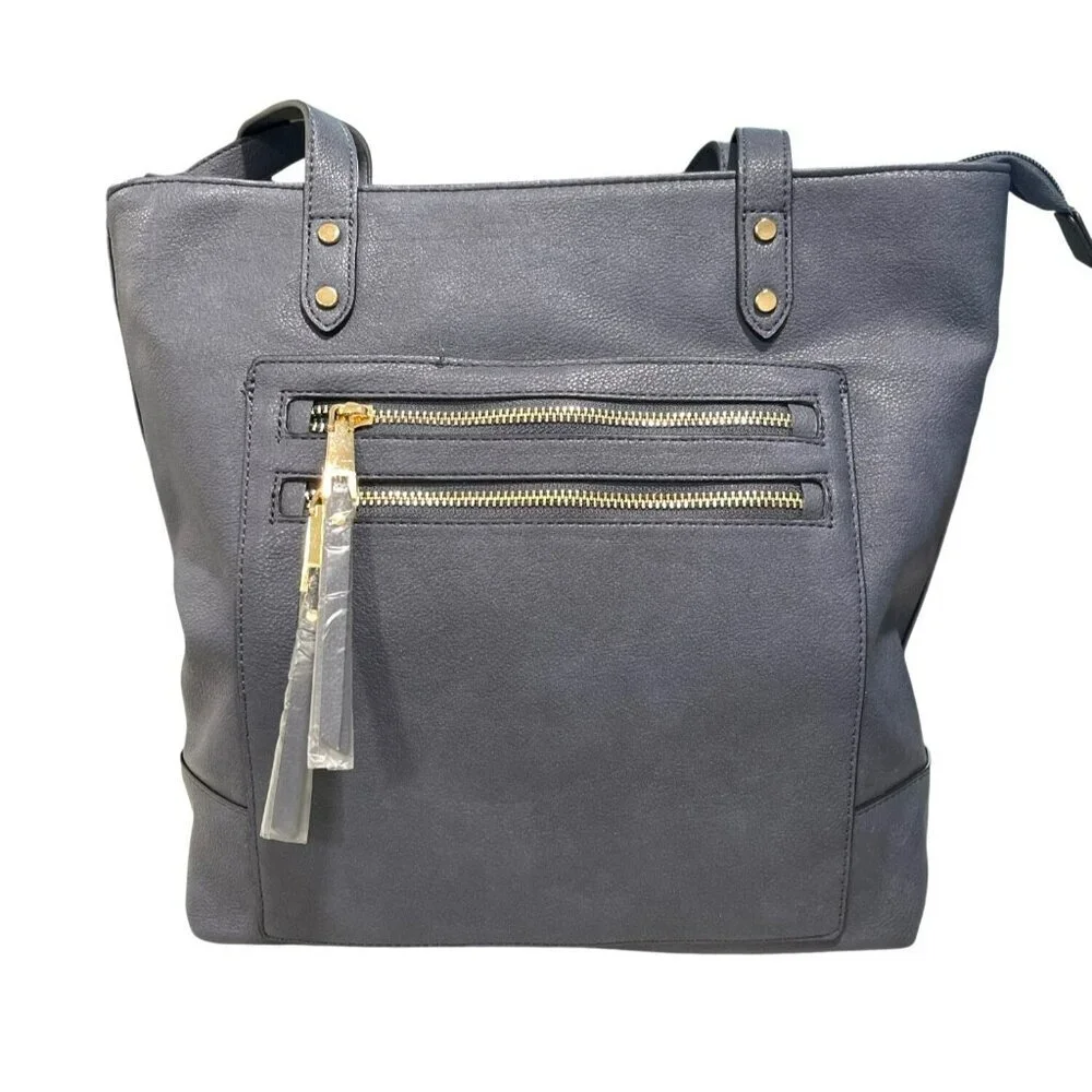 Inc International Concepts Navy Faux Leather Tote Bag New